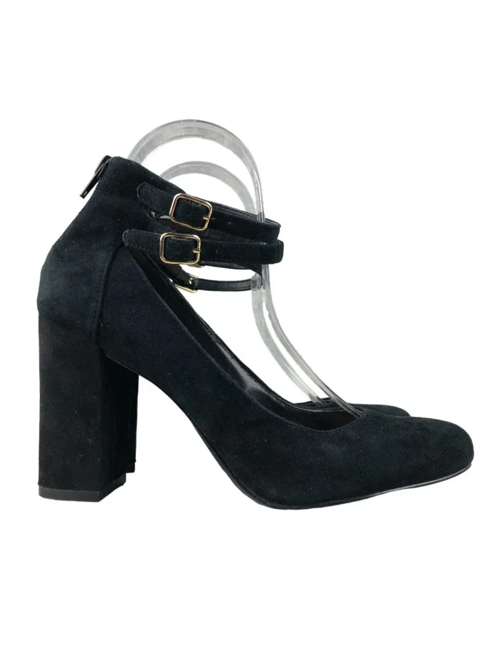 Nine West Women's Size 7.5M Socialite Black Suede High Heel Ankle Strap Pumps